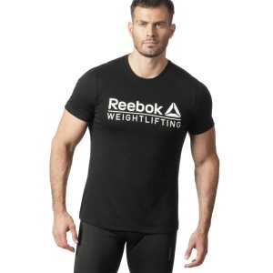 Reebok Weightlifting T Shirt Herren - Schwarz/Weiß - DE 138-VET